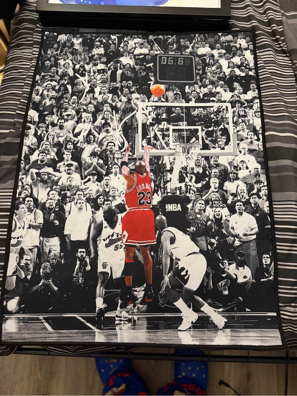 Black & Red Michael Jordan Iconic Shot Floor Rug